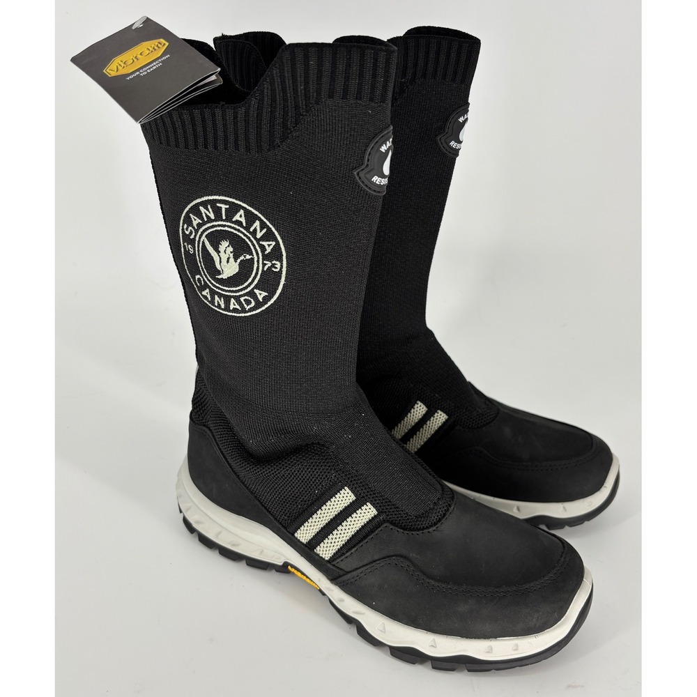 New Santana Canada Terri Lea Water Resistant Boot Black Women Size 38 Knit Snow